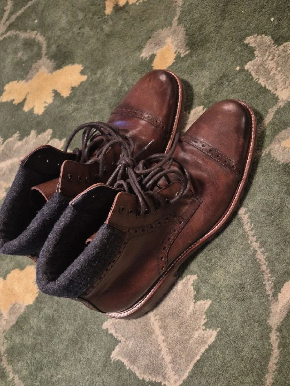 Johnston & Murphy Brown Leather Chukka Boots with Brogue Cap Toe